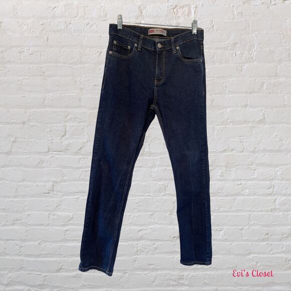 Levi's 502 Jeans Men's 29x31 Regular Tapered Fit Stretch Dark Blue Wash Denim - Picture 1 of 8